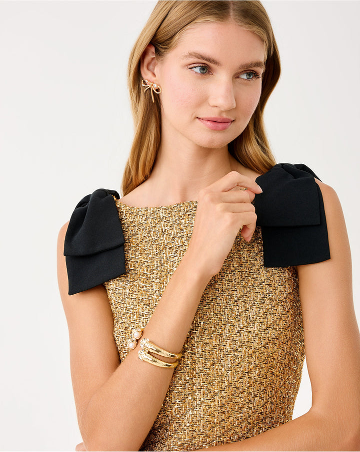 Cora Skirted Romper - Gold Metallic Golden Glow