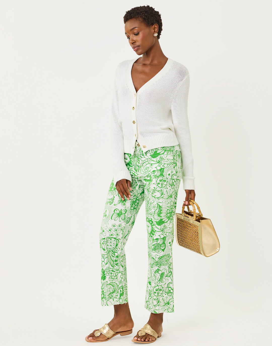 Harleen High Rise Crop Jeans - Putting Green Fleur De Lilly