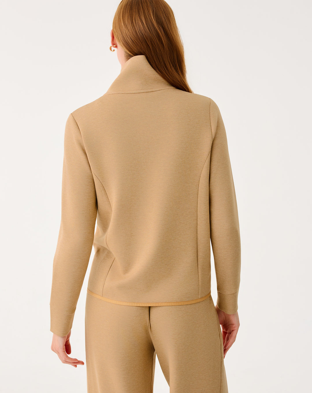 UPF 50+ Basque Full Zip Jacket - Heathered Iced Latte