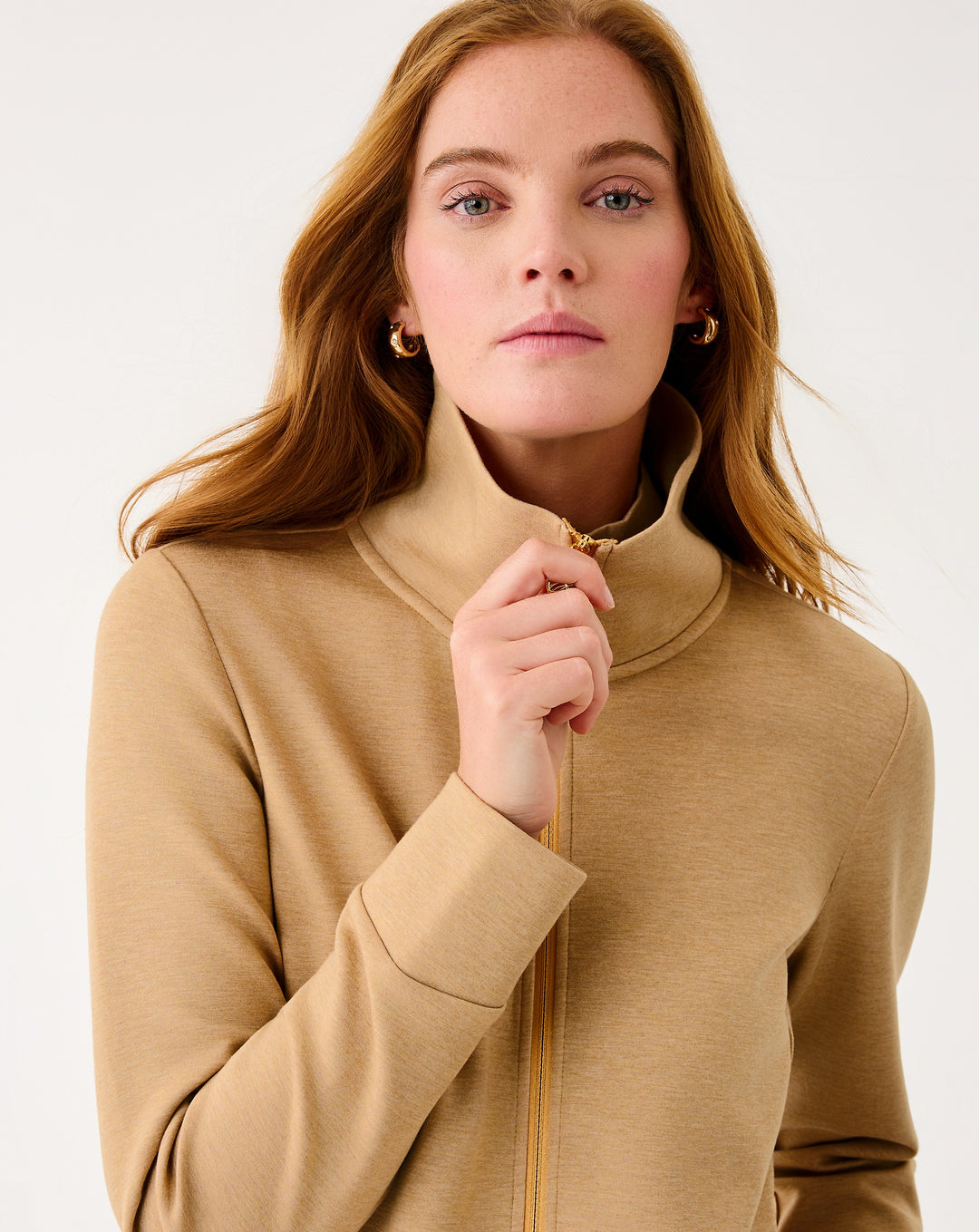 UPF 50+ Basque Full Zip Jacket - Heathered Iced Latte