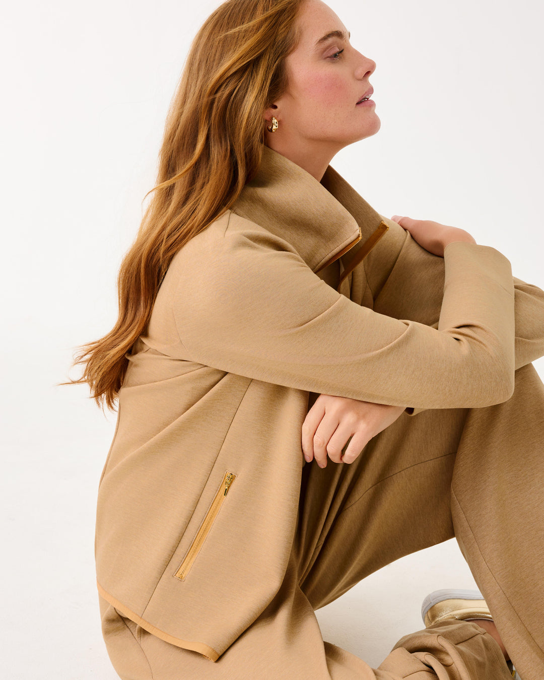 UPF 50+ Basque Full Zip Jacket - Heathered Iced Latte