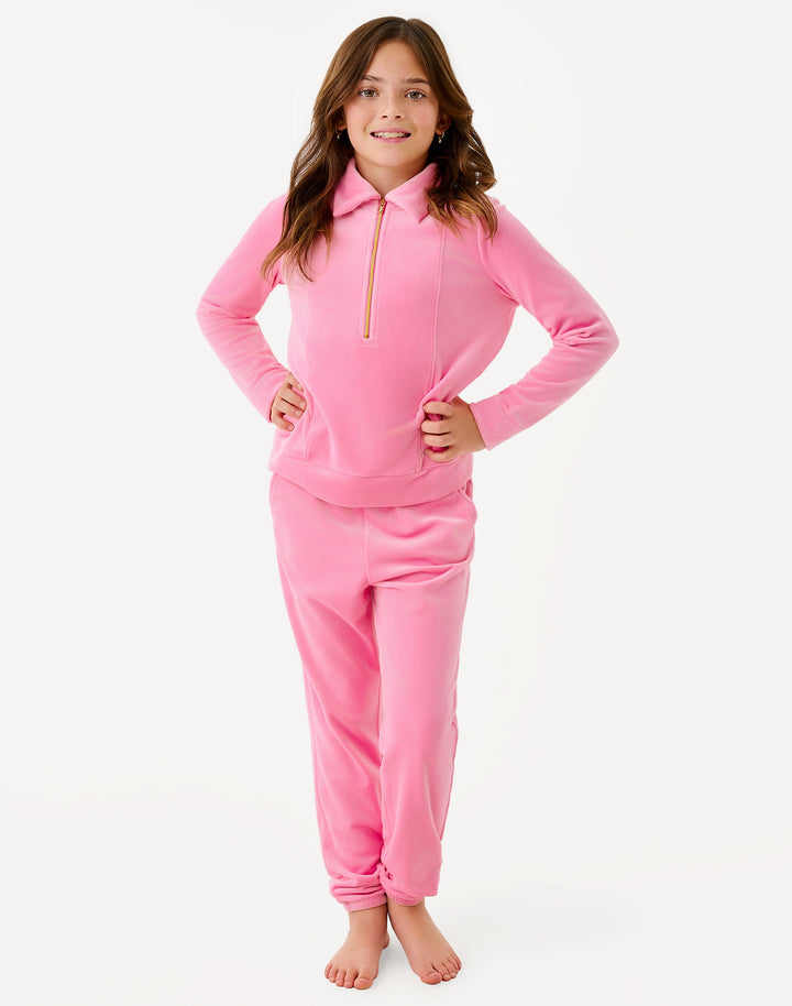 Mini Eleni Velour Pullover - Confetti Pink