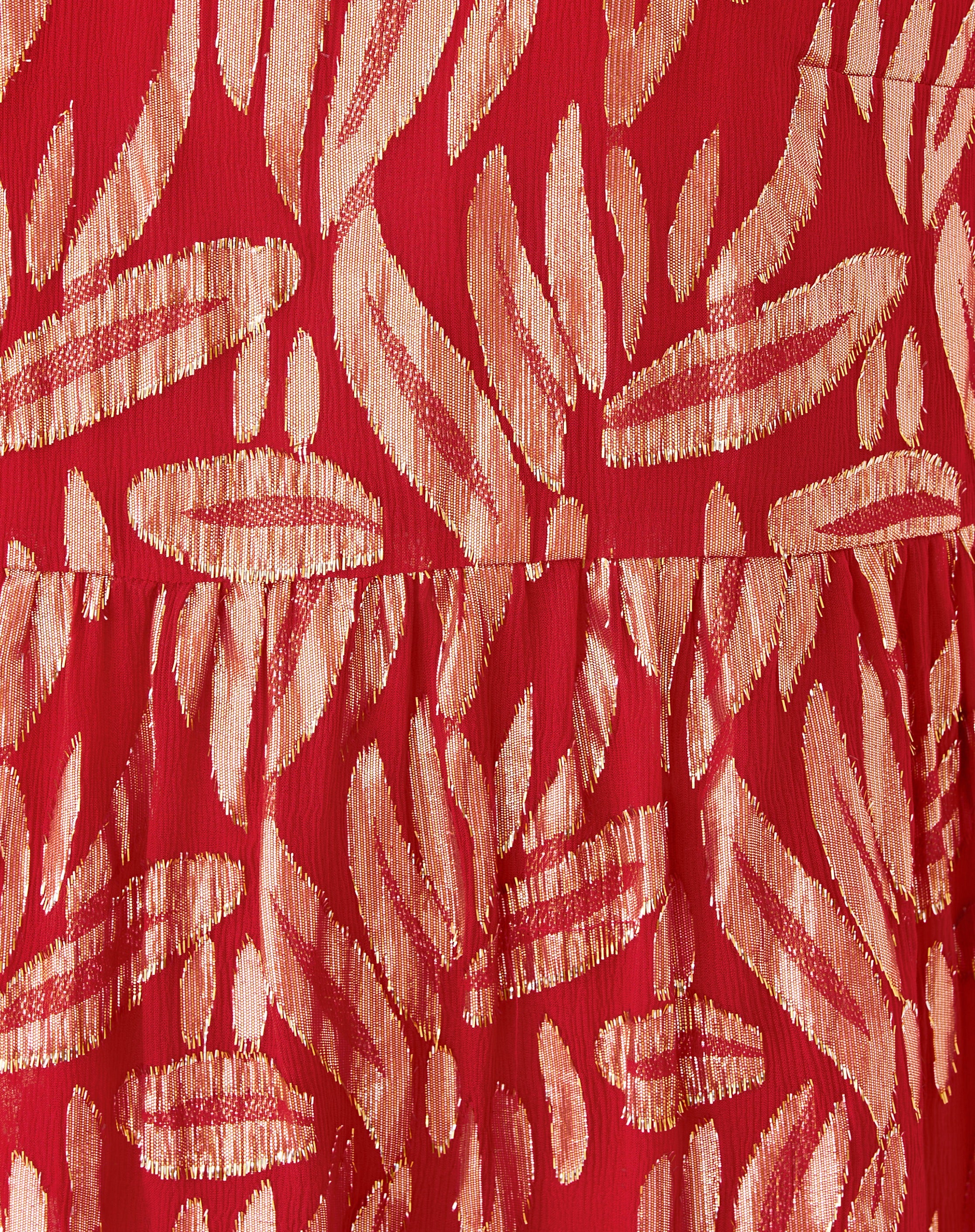 Cornellia Silk Dress - Cranberry Red Leafy Babe – Peppermint Palm Lou