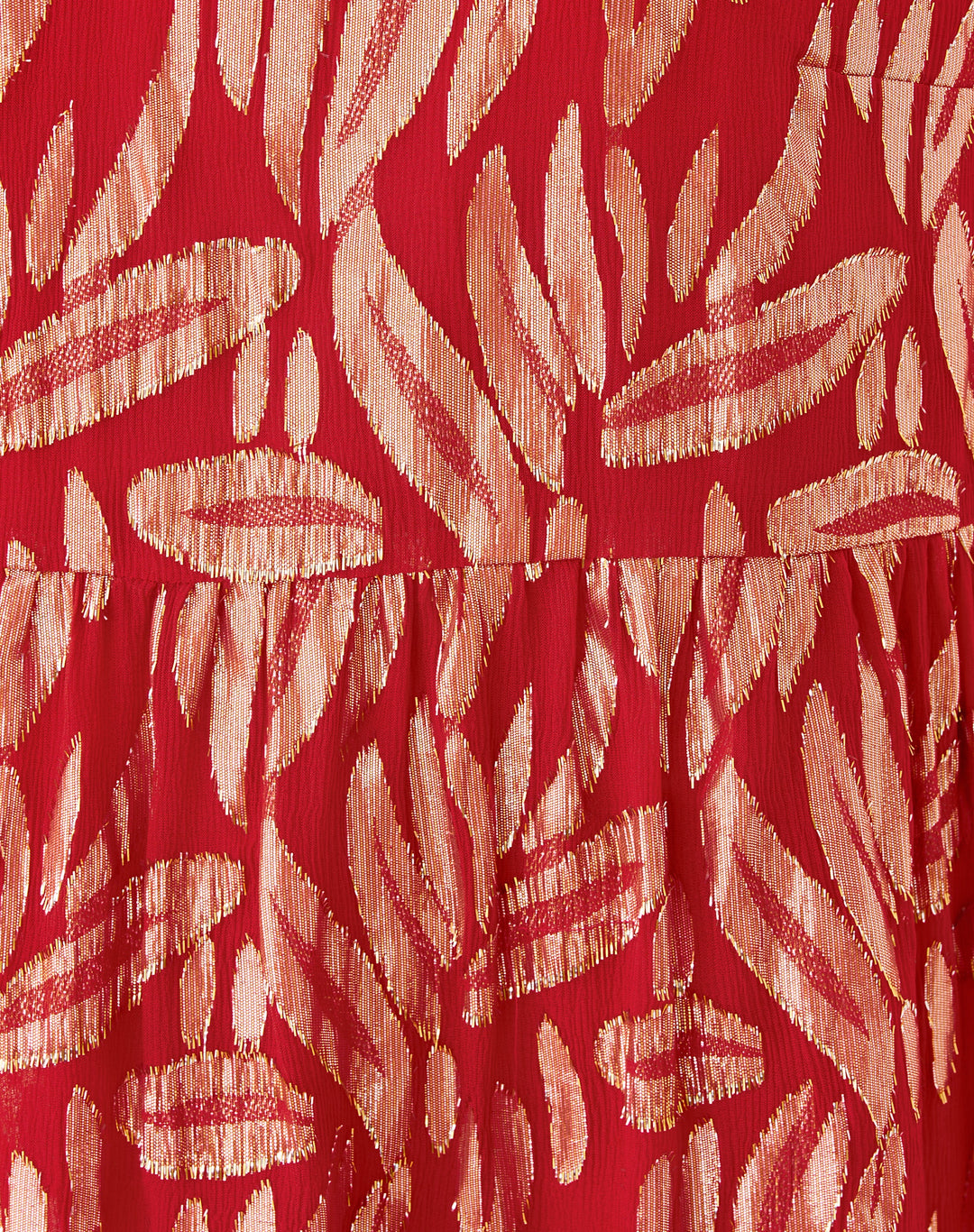 Cornellia Silk Dress - Cranberry Red Leafy Babe