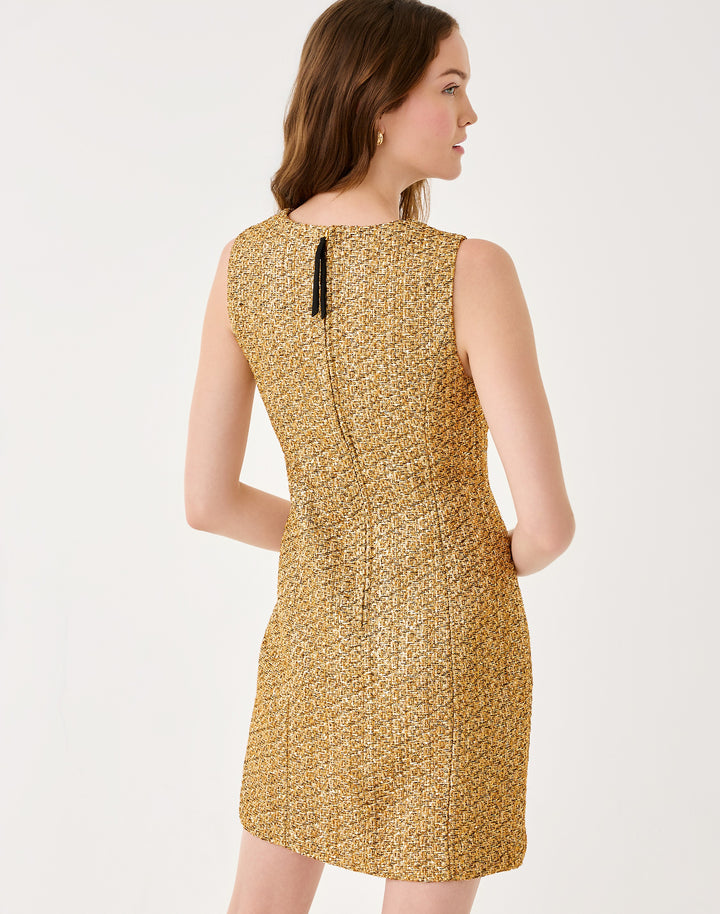 Ritzy Boucle Shift Dress - Gold Metallic Golden Glow