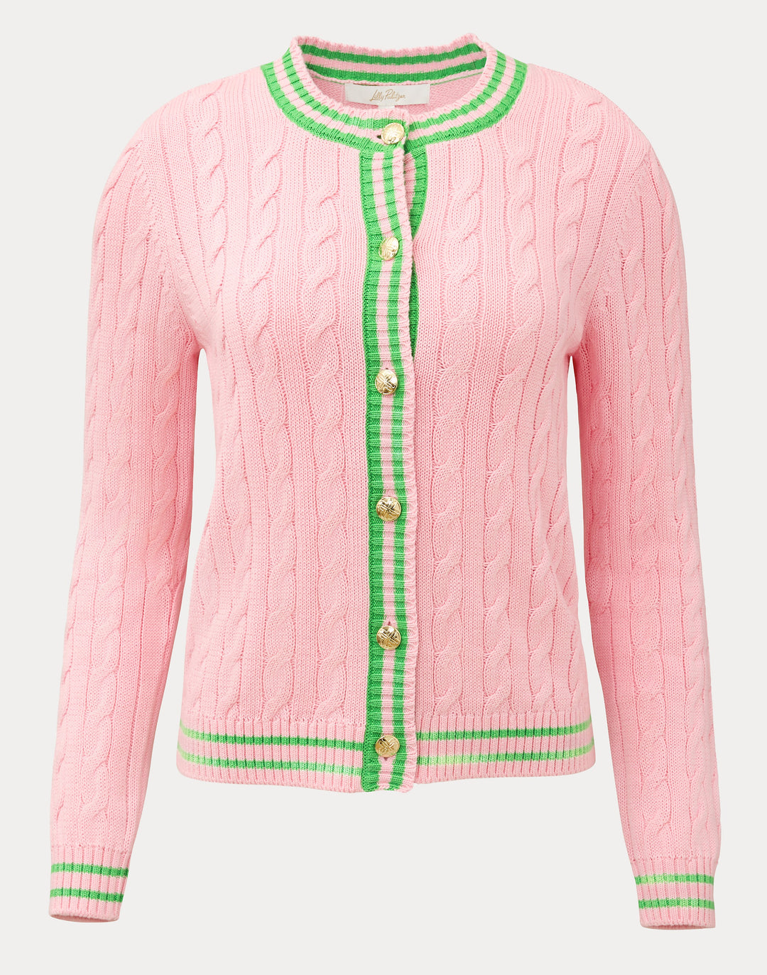 Brockton Crew Neck Cardigan - Conch Shell Pink Tipping