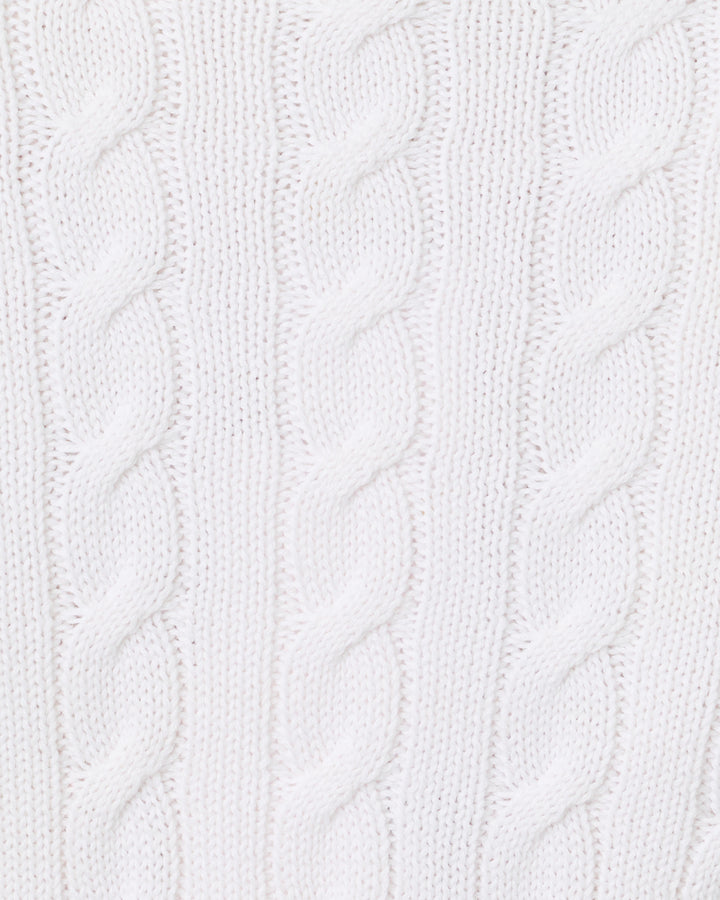 Brockton Crew Neck Cardigan - Resort White X Capri Blue Tipping