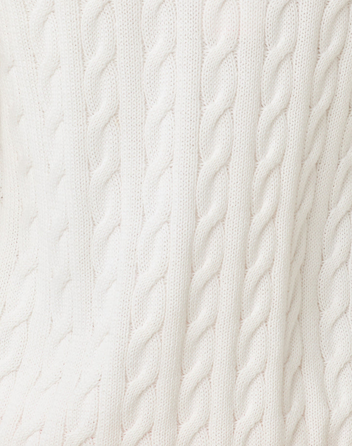 Brockton Crew Neck Cardigan - Resort White X Tipping