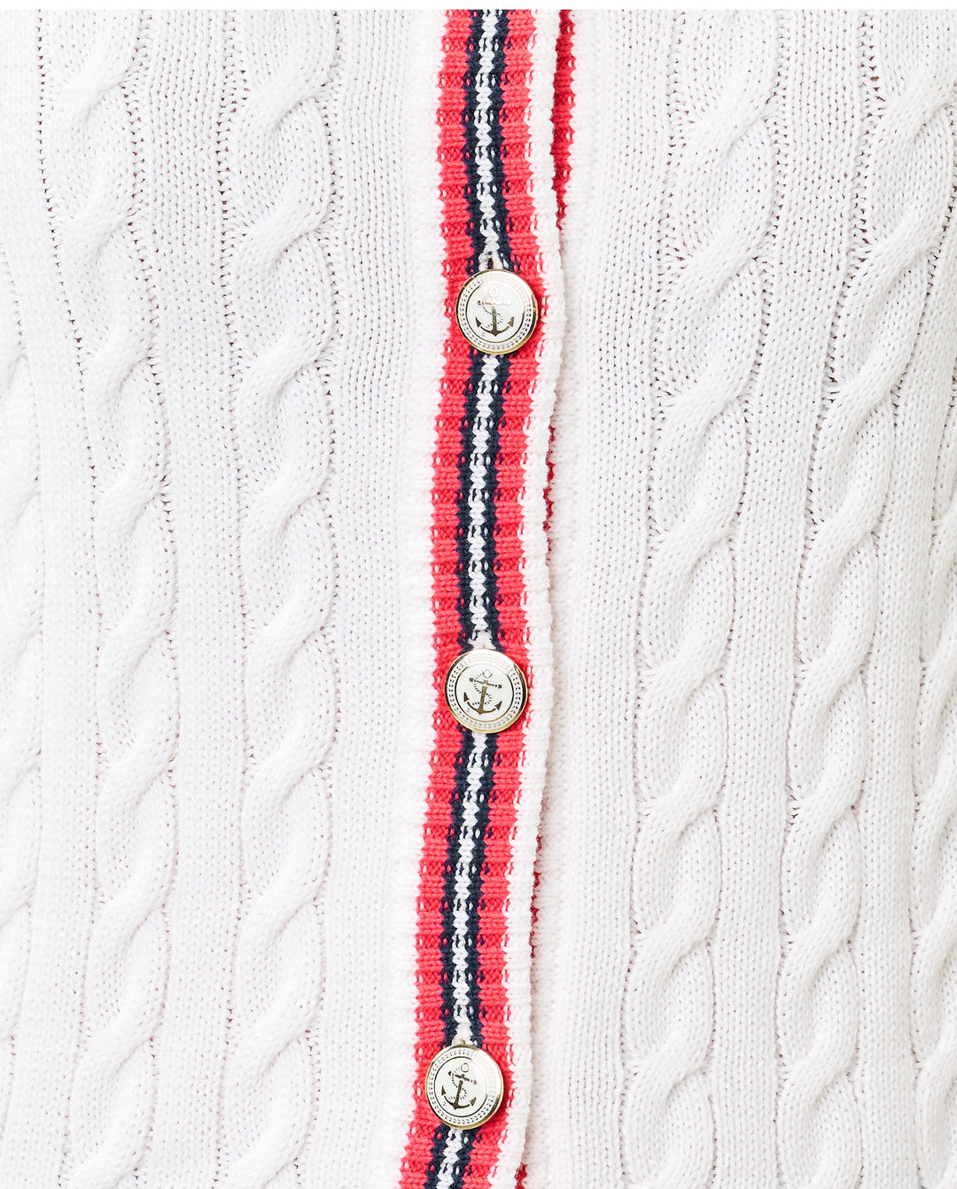 Brockton Crew Neck Cardigan - Resort White X Paradise Punch Tipping