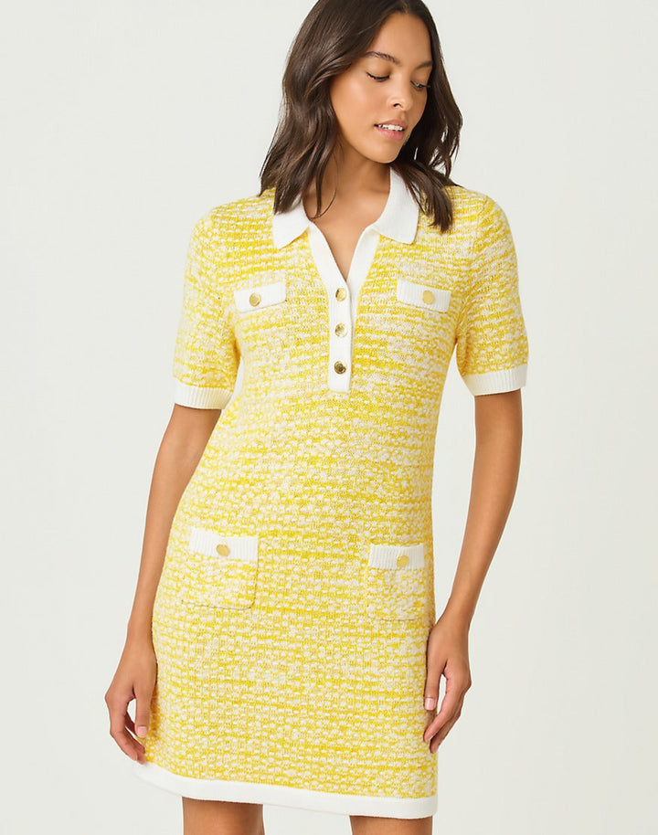 Theodorah Polo Sweater Dress - Estelle Yellow Metallic