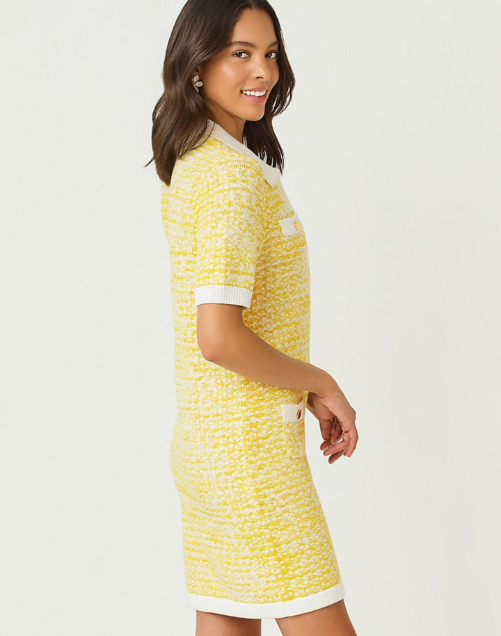 Theodorah Polo Sweater Dress - Estelle Yellow Metallic