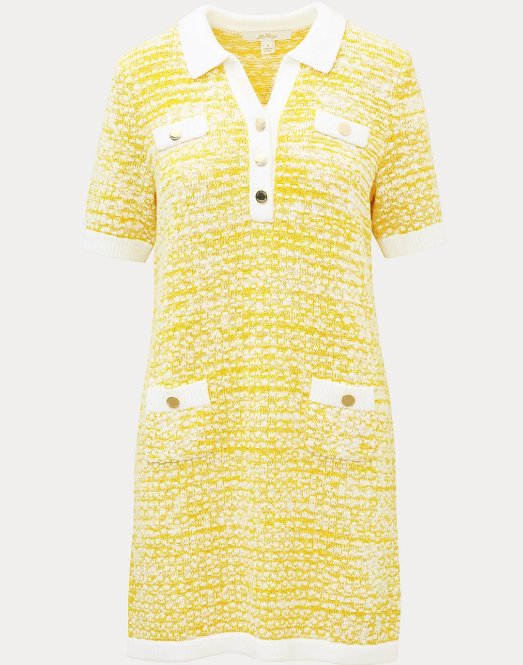 Theodorah Polo Sweater Dress - Estelle Yellow Metallic