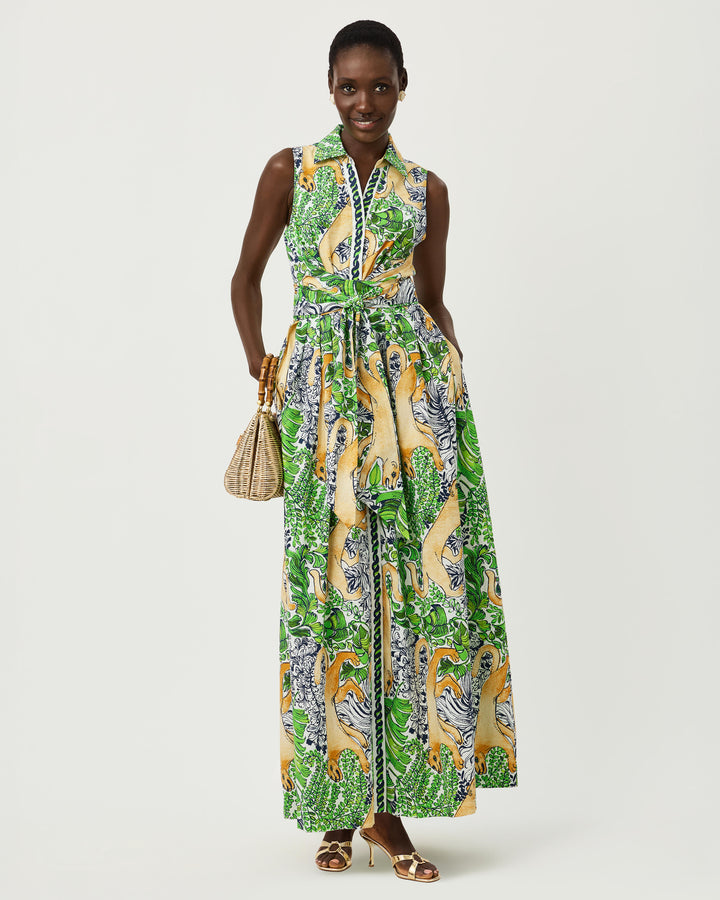 Marria Stretch Maxi Shirt Dress - Multi Palm Prowl