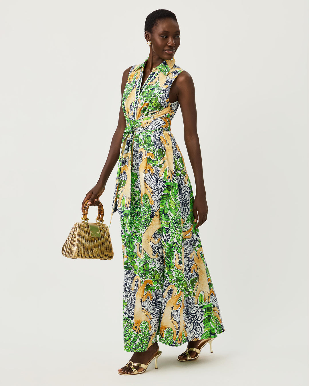 Marria Stretch Maxi Shirt Dress - Multi Palm Prowl