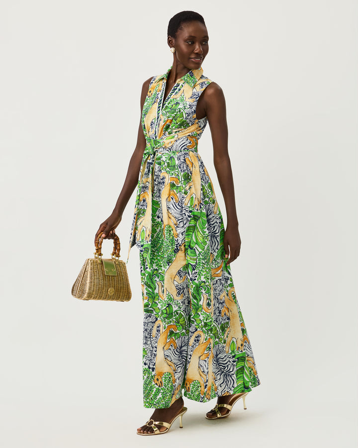 Marria Stretch Maxi Shirt Dress - Multi Palm Prowl
