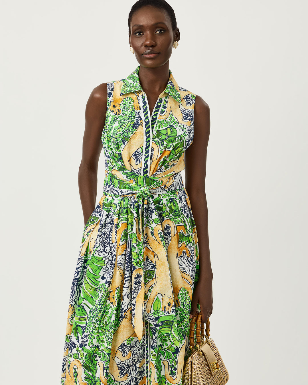 Marria Stretch Maxi Shirt Dress - Multi Palm Prowl