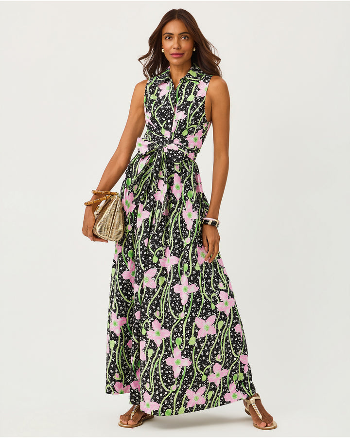 Marria Stretch Maxi Dress - Onyx Blushing Blooms