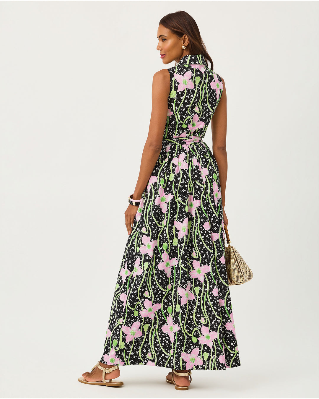 Marria Stretch Maxi Dress - Onyx Blushing Blooms
