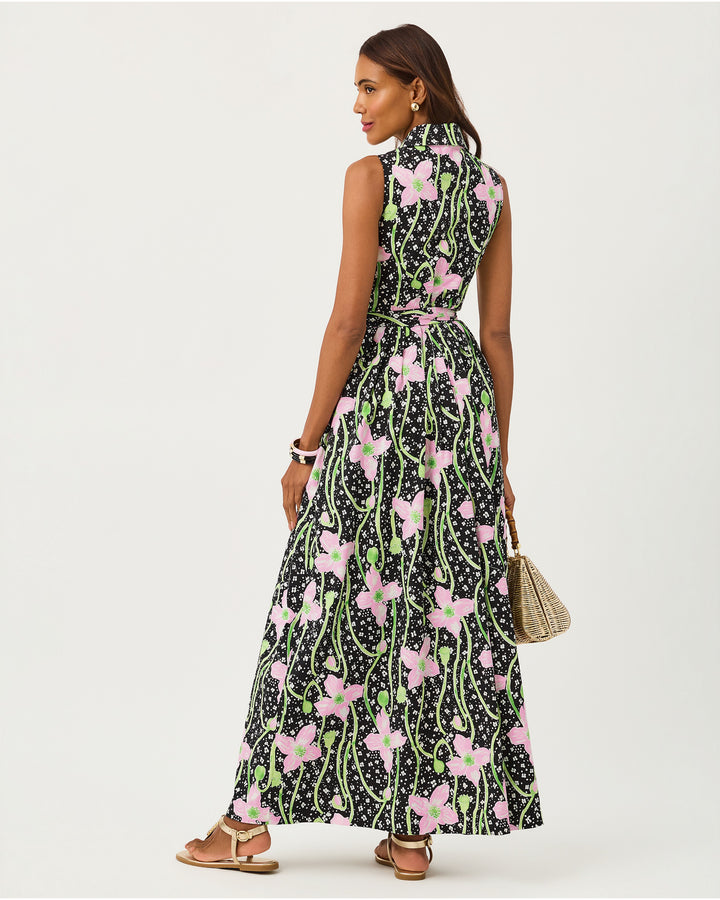 Marria Stretch Maxi Dress - Onyx Blushing Blooms