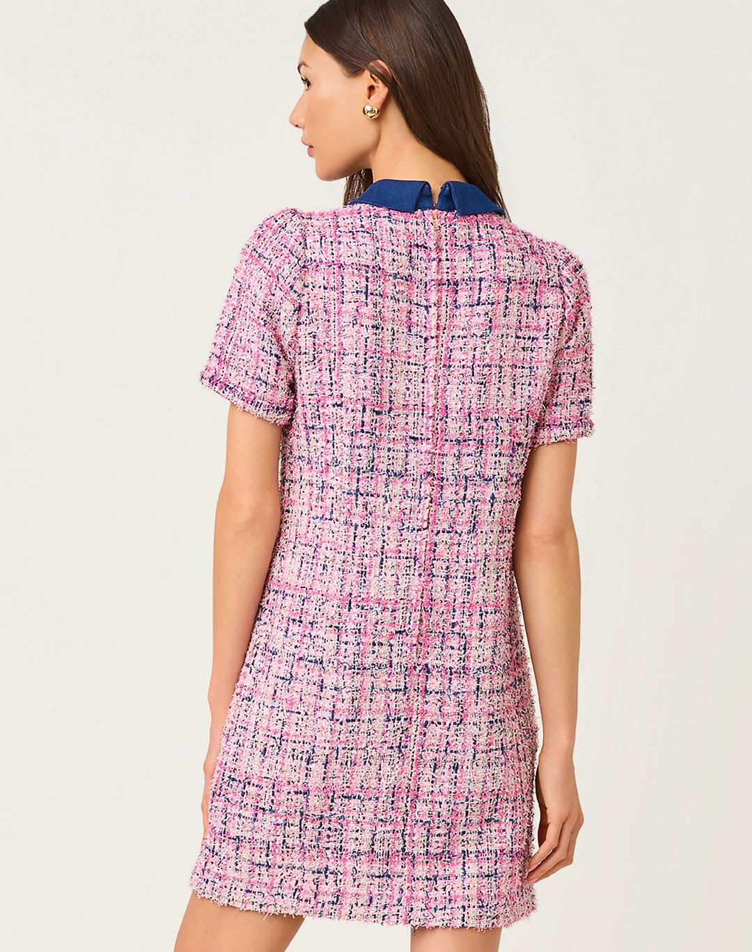 Aaryn Boucle Shift Dress - Confetti Pink Eyelash