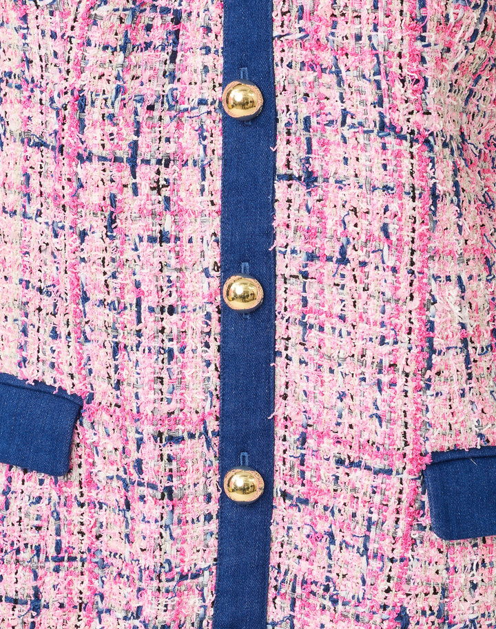 Aaryn Boucle Shift Dress - Confetti Pink Eyelash