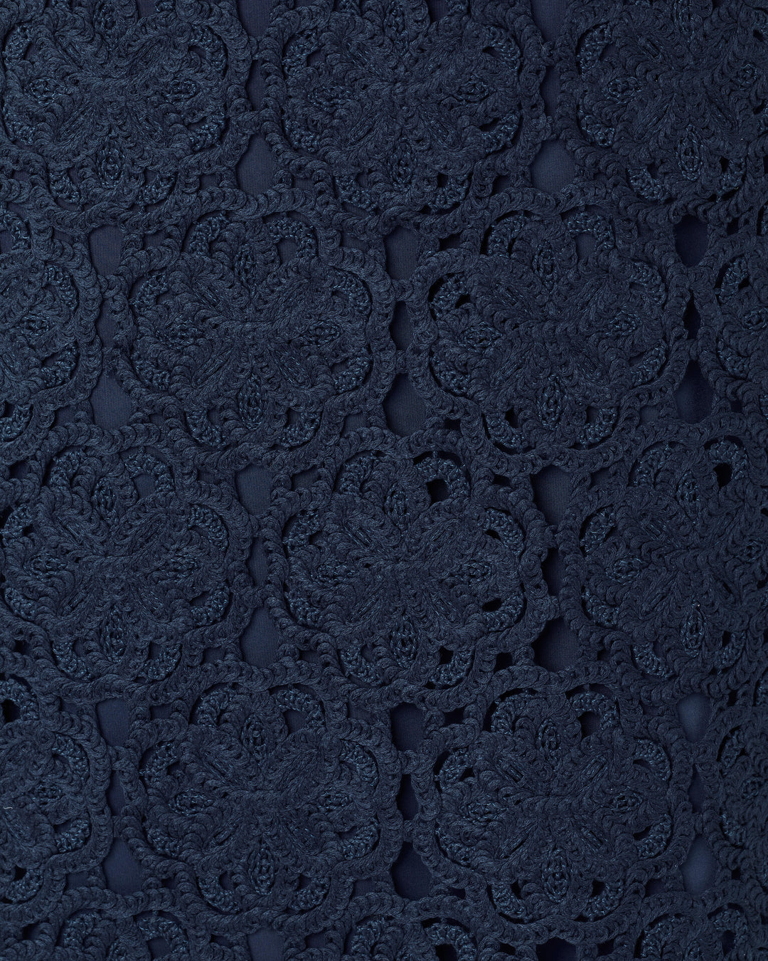 Fabian Crochet Midi Dress - Low Tide Navy Rosebud Knit