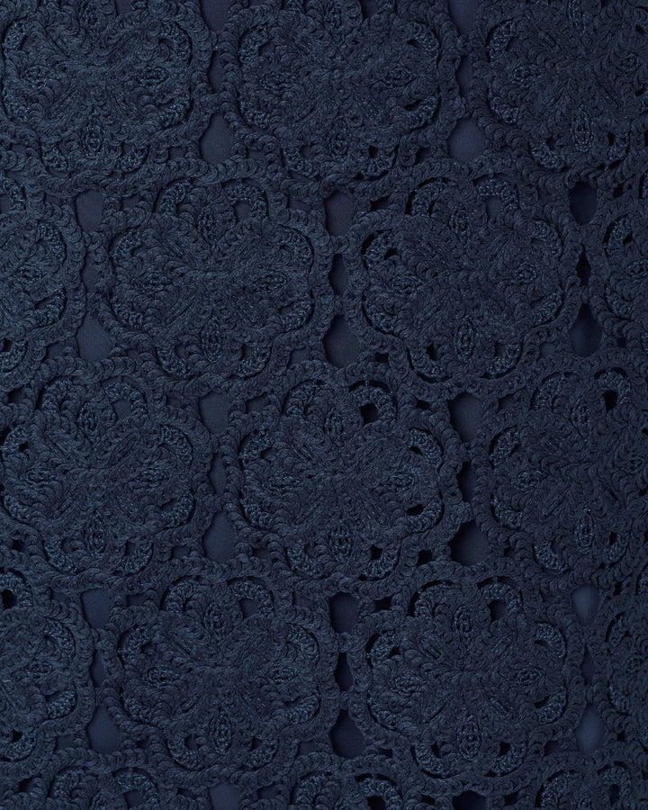 Fabian Crochet Midi Dress - Low Tide Navy Rosebud Knit