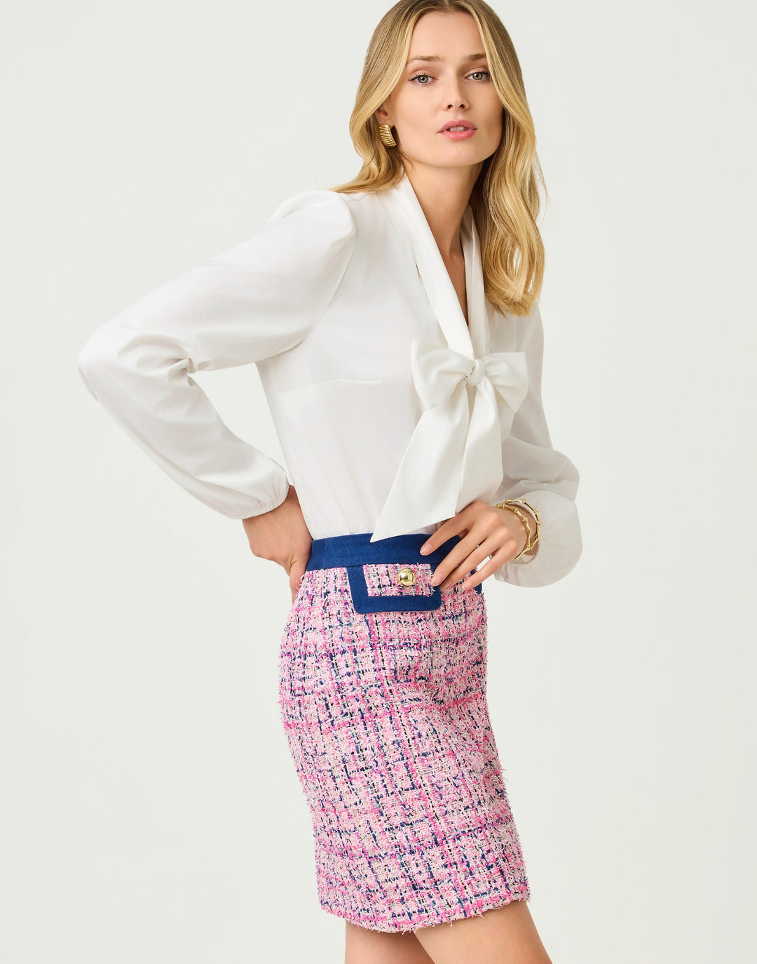 Jennifer Boucle Mini Skirt - Confetti Pink Eyelash