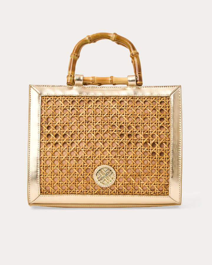 Liza Cane Top Handle Bag - Natural