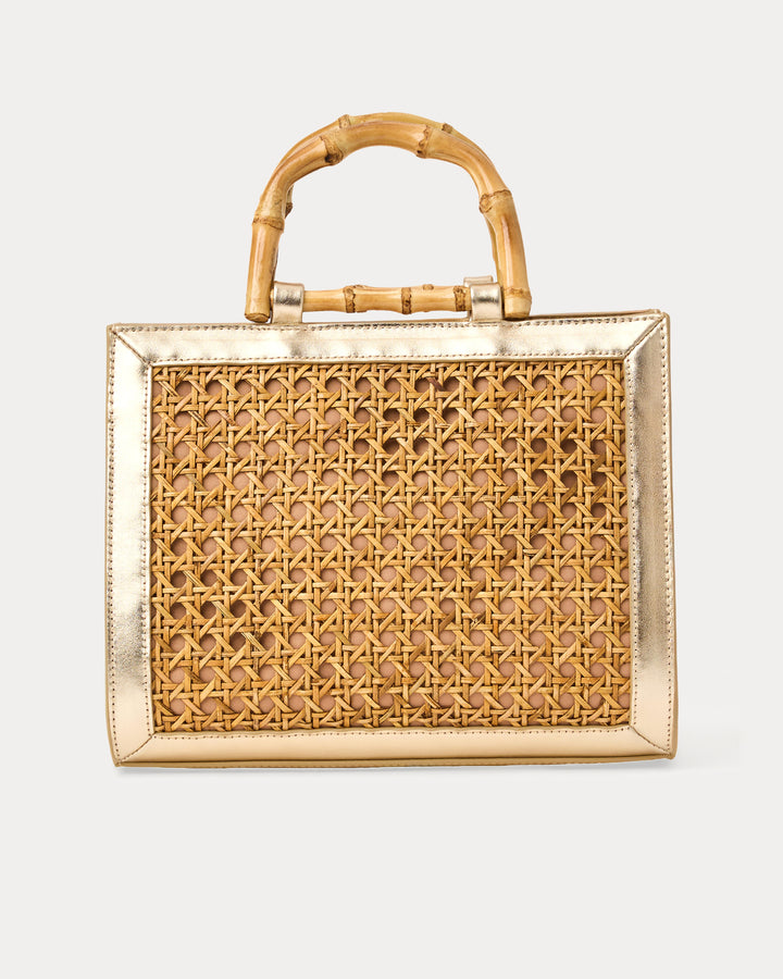 Liza Cane Top Handle Bag - Natural