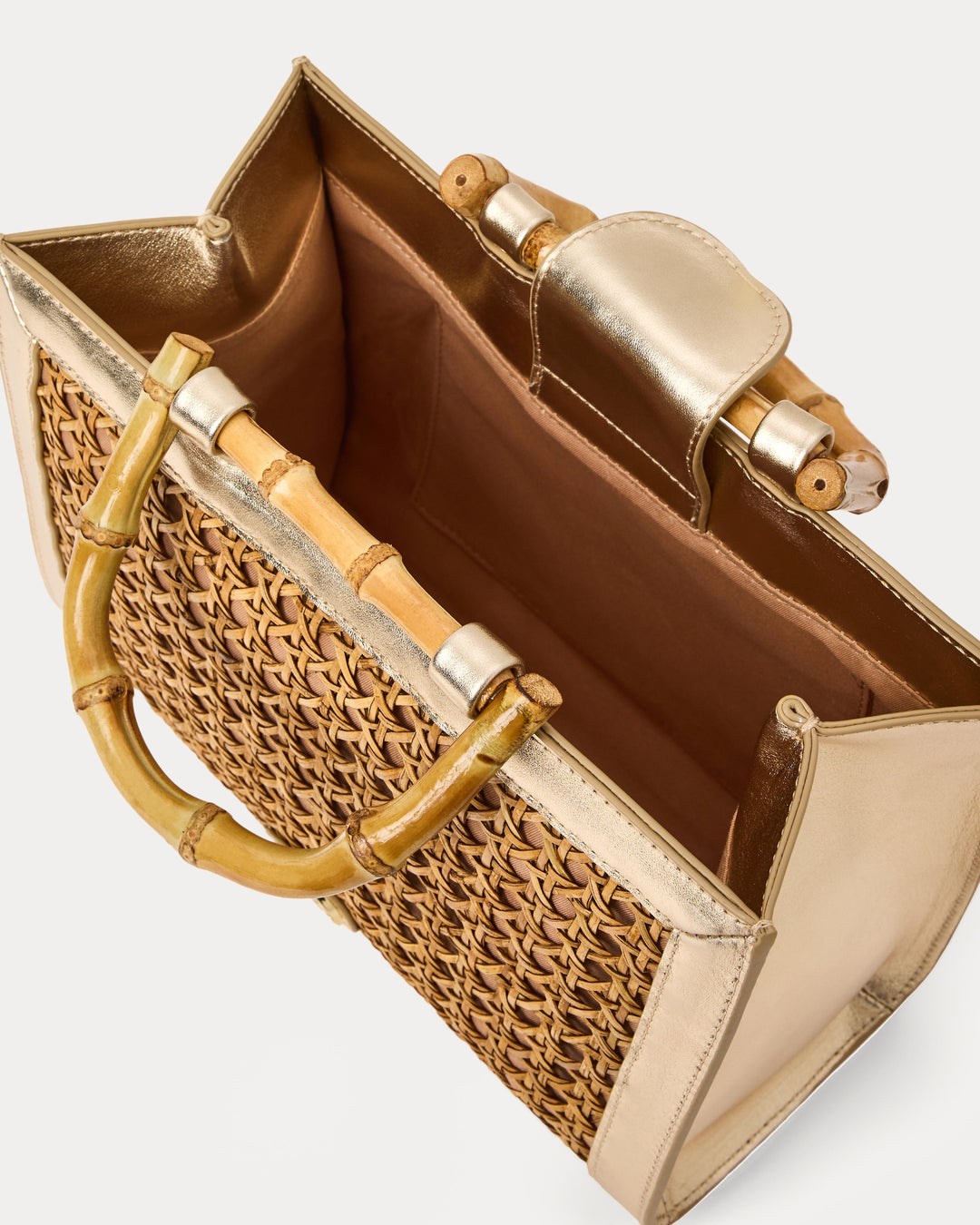 Liza Cane Top Handle Bag - Natural