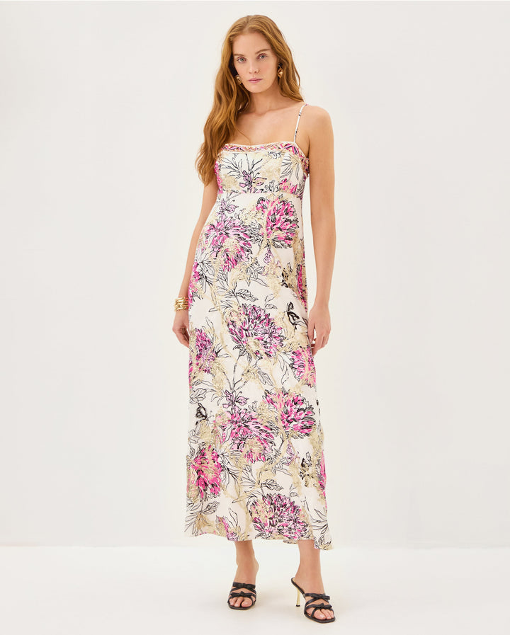 Kristi Jacquard Maxi Dress - Coconut All Dahled Up Engineered Woven
