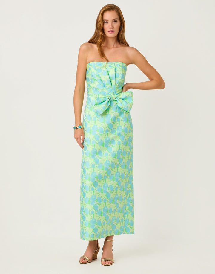 Tiernan Strapless Maxi Dress - Capri Blue Tulip Tango
