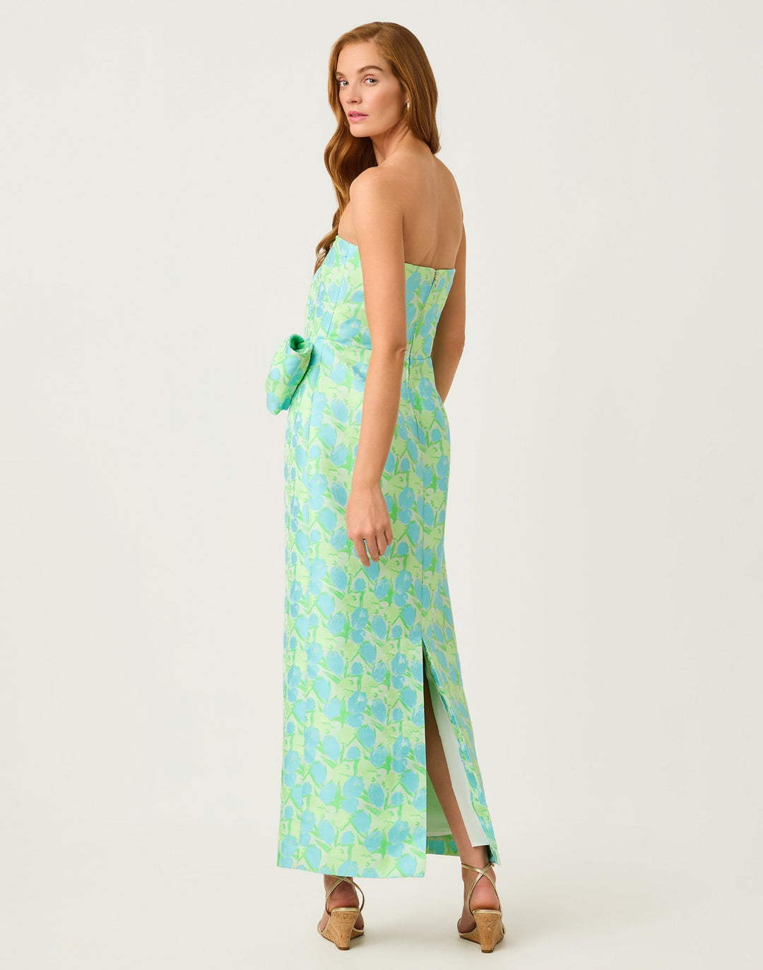 Tiernan Strapless Maxi Dress - Capri Blue Tulip Tango