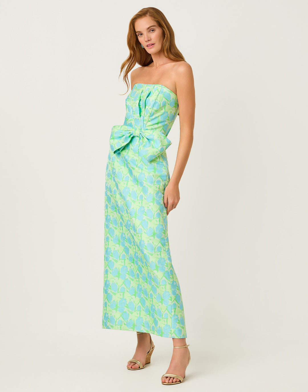 Tiernan Strapless Maxi Dress - Capri Blue Tulip Tango