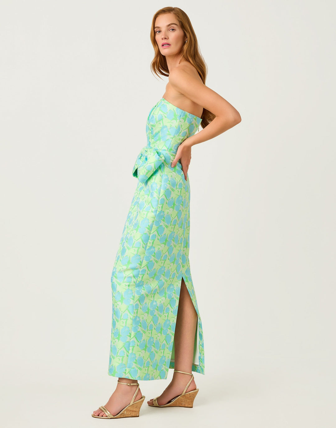 Tiernan Strapless Maxi Dress - Capri Blue Tulip Tango
