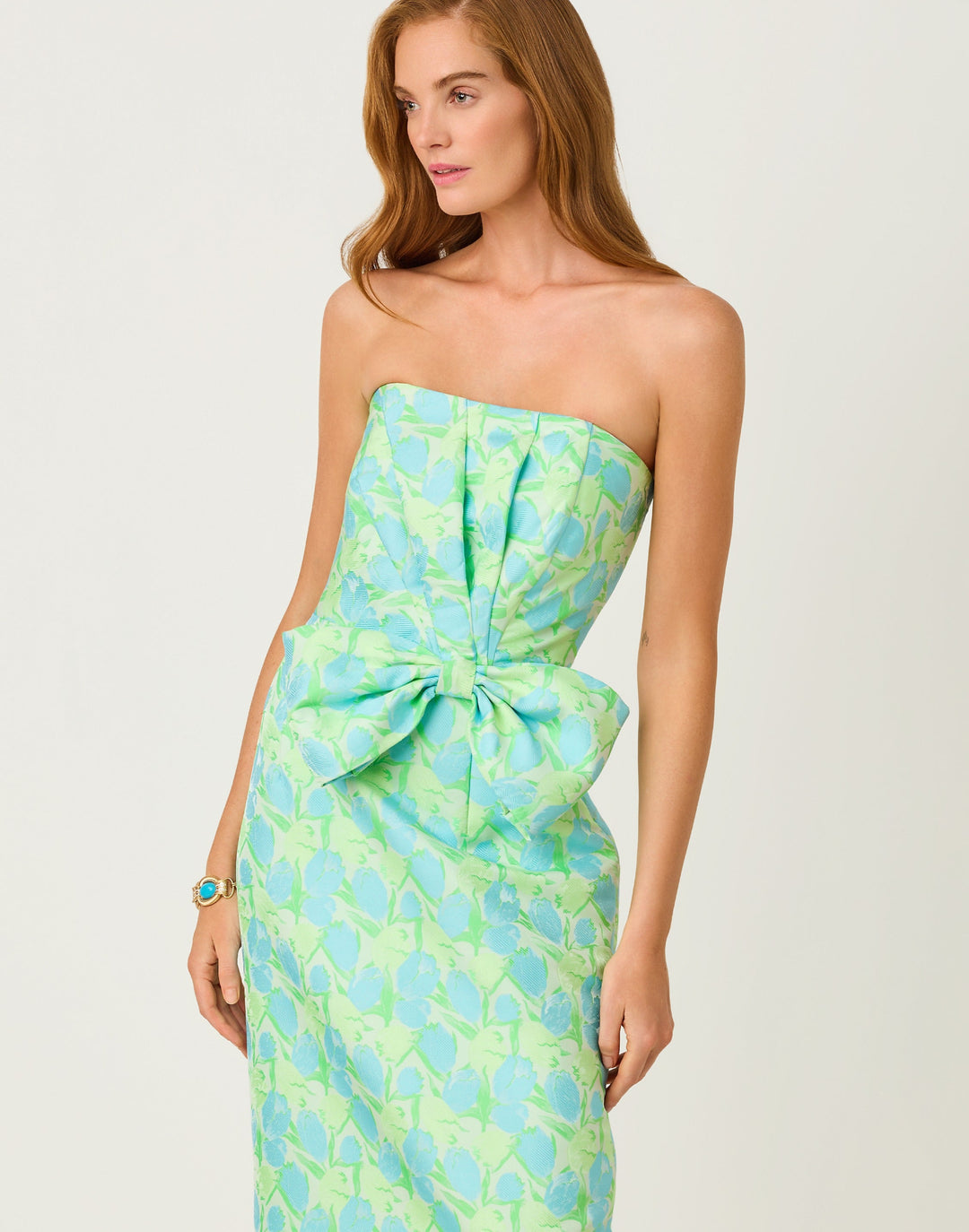 Tiernan Strapless Maxi Dress - Capri Blue Tulip Tango