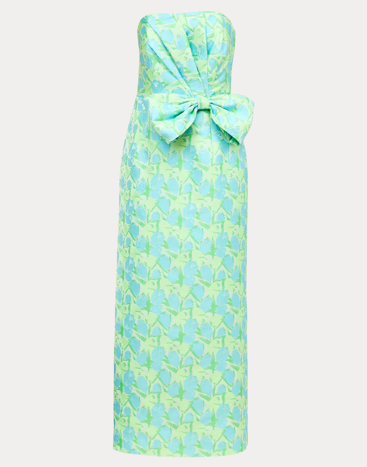 Tiernan Strapless Maxi Dress - Capri Blue Tulip Tango