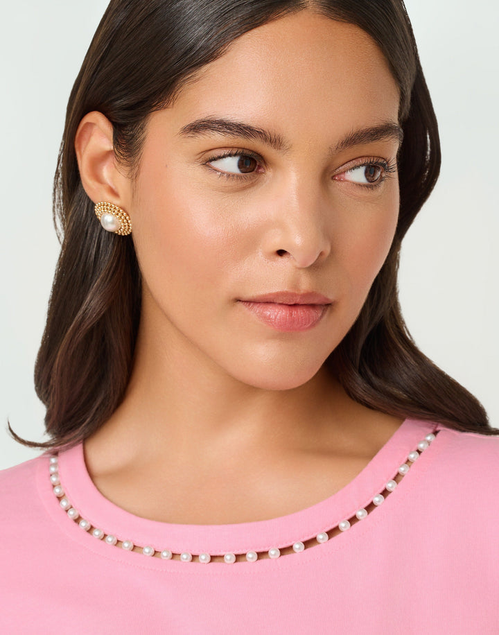Clairmont Pearl Knit Top - Conch Shell Pink