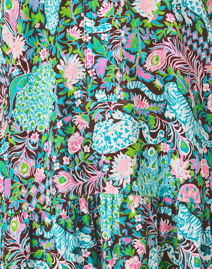 Norella Linen Dress - Multi Royal Zoo