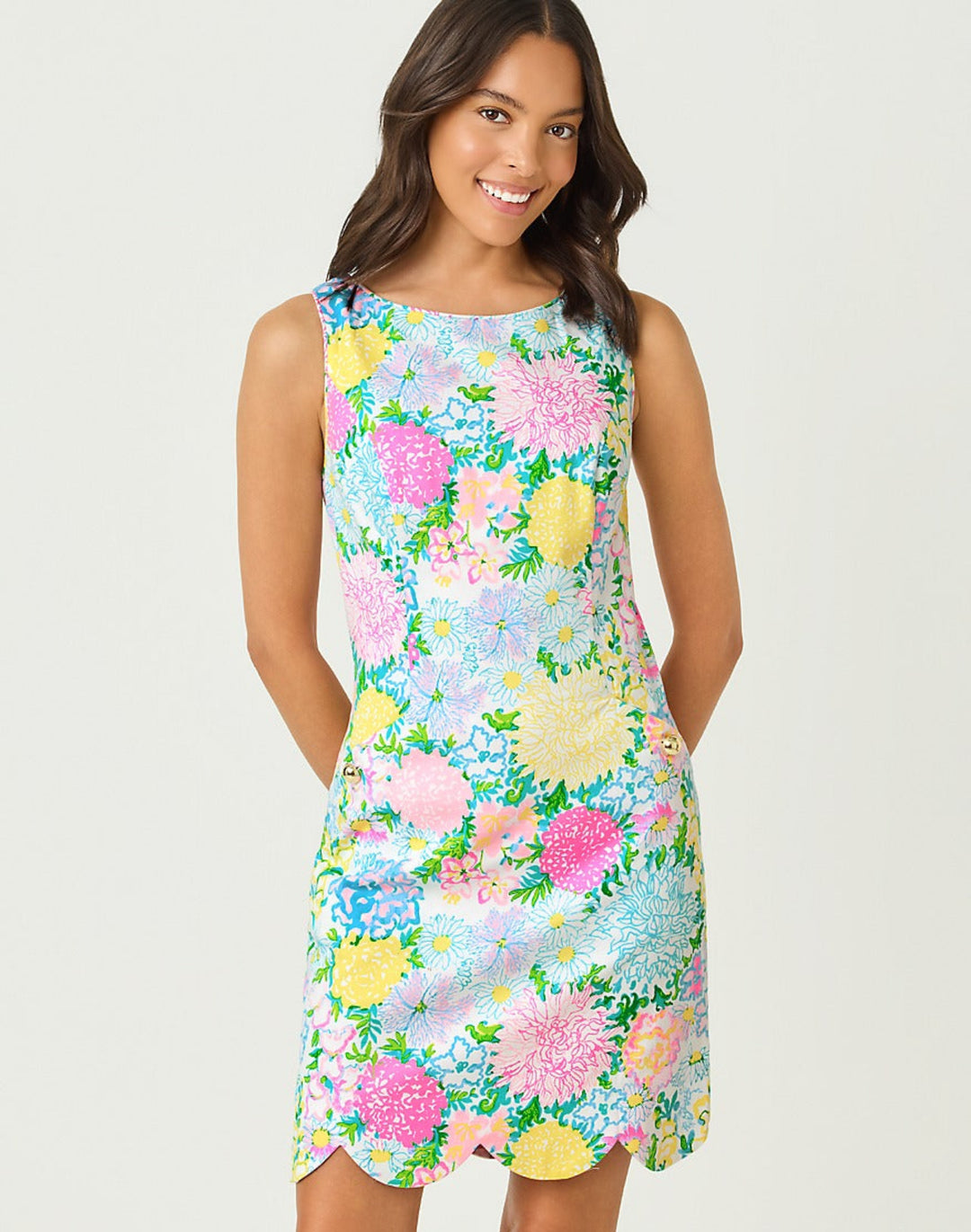 The Scallop Lilly Shift Dress - Multi Lilly Garden