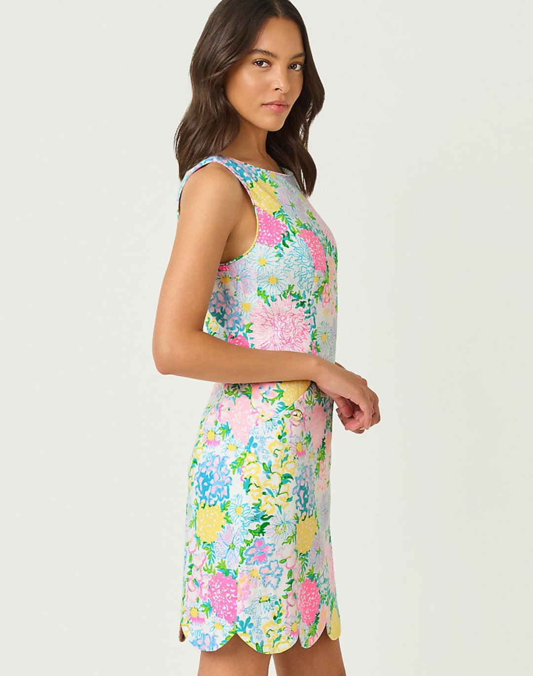 The Scallop Lilly Shift Dress - Multi Lilly Garden