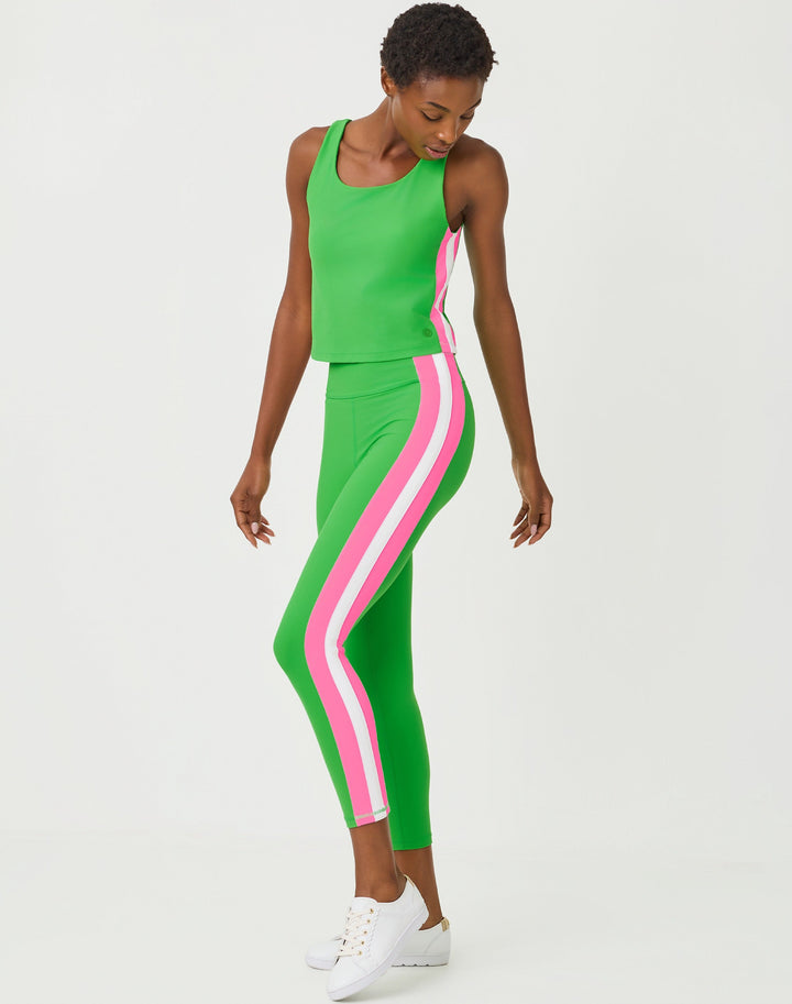 Weekender High Rise Midi Pant - Putting Green Colorblock Stripe