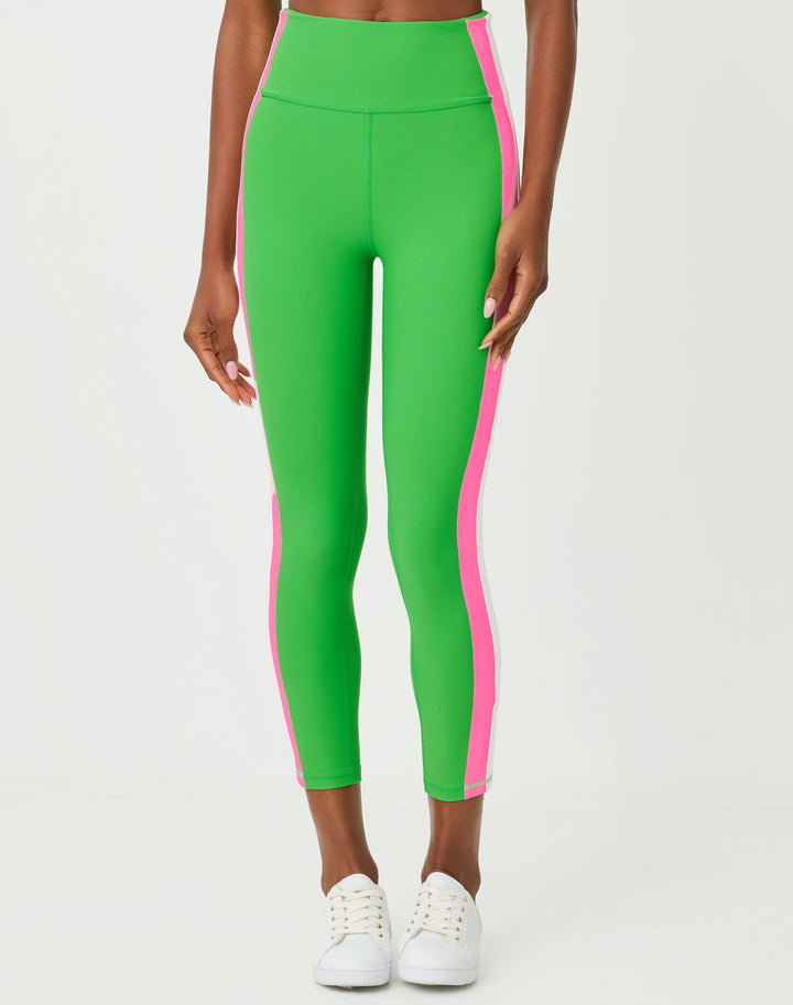 Weekender High Rise Midi Pant - Putting Green Colorblock Stripe