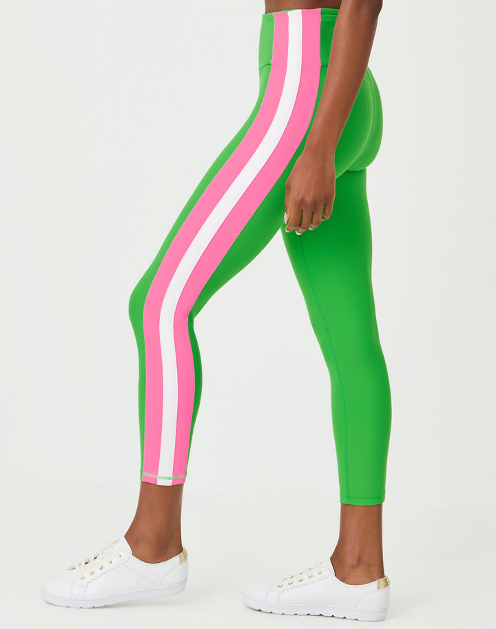 Weekender High Rise Midi Pant - Putting Green Colorblock Stripe