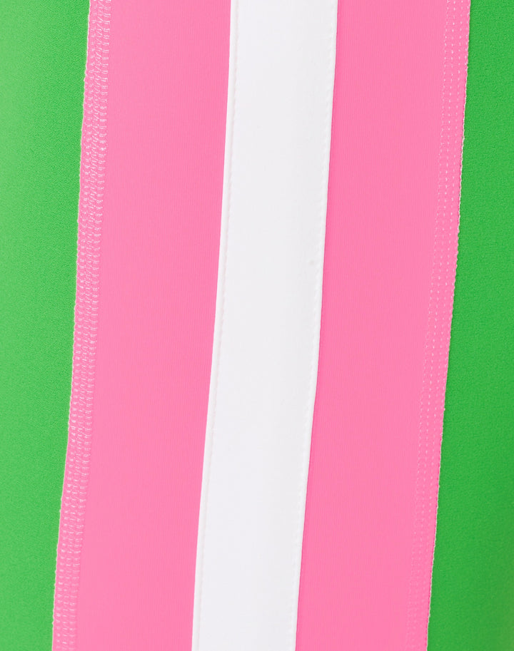 Weekender High Rise Midi Pant - Putting Green Colorblock Stripe