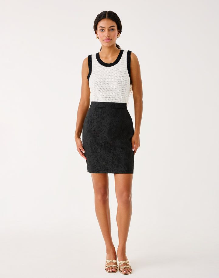 Candee Jacquard Skirt - Noir Exploded Flower