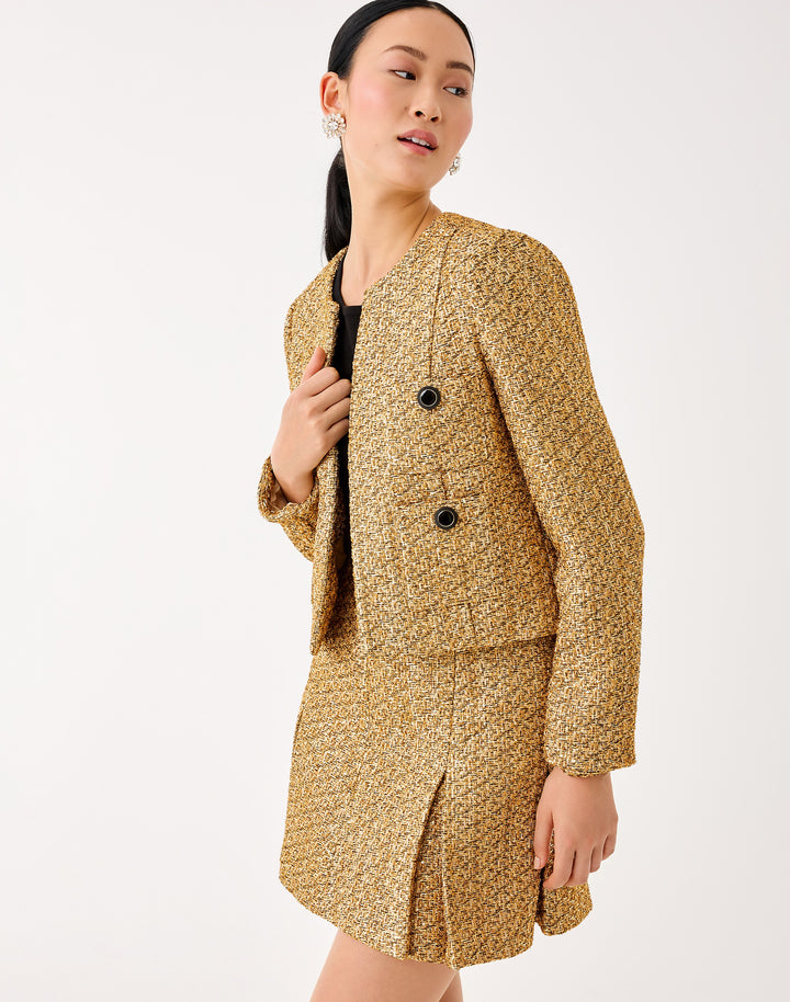 Rohana Boucle Jacket - Gold Metallic Golden Glow