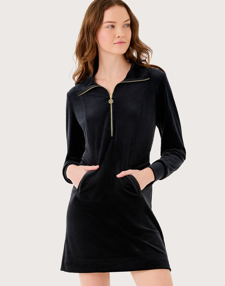 Eleni Velour Dress - Noir