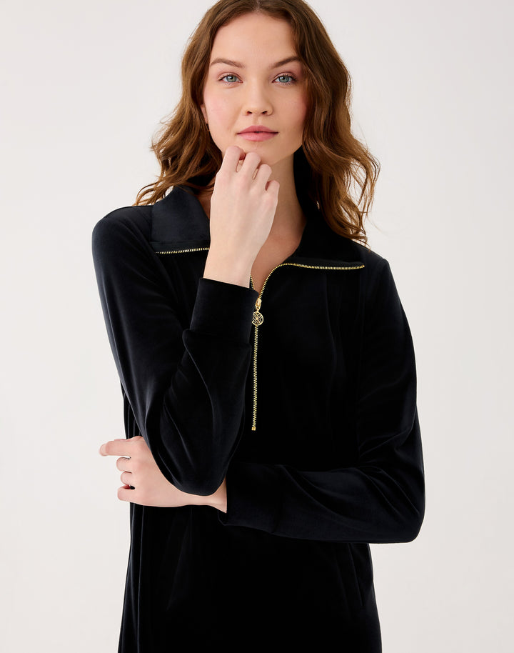 Eleni Velour Dress - Noir